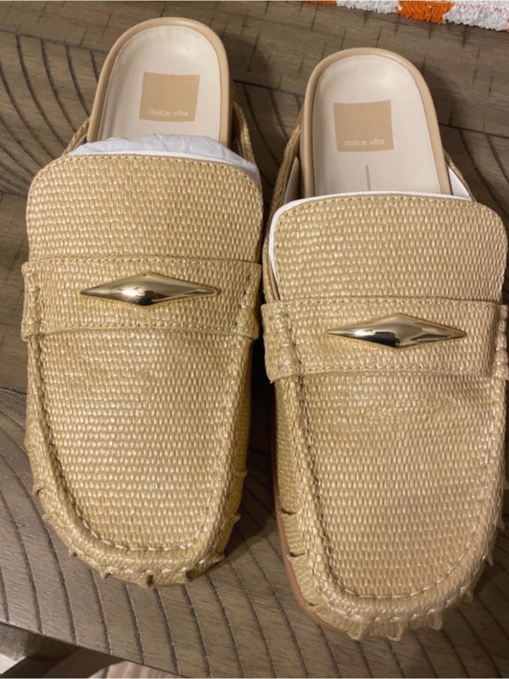 Dolce Vita Woven Slip-On Mules with Metal Accent